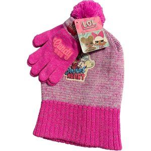 Girls L.O.L Surprise Girls Pink Hat and Gloves 2-Piece Set